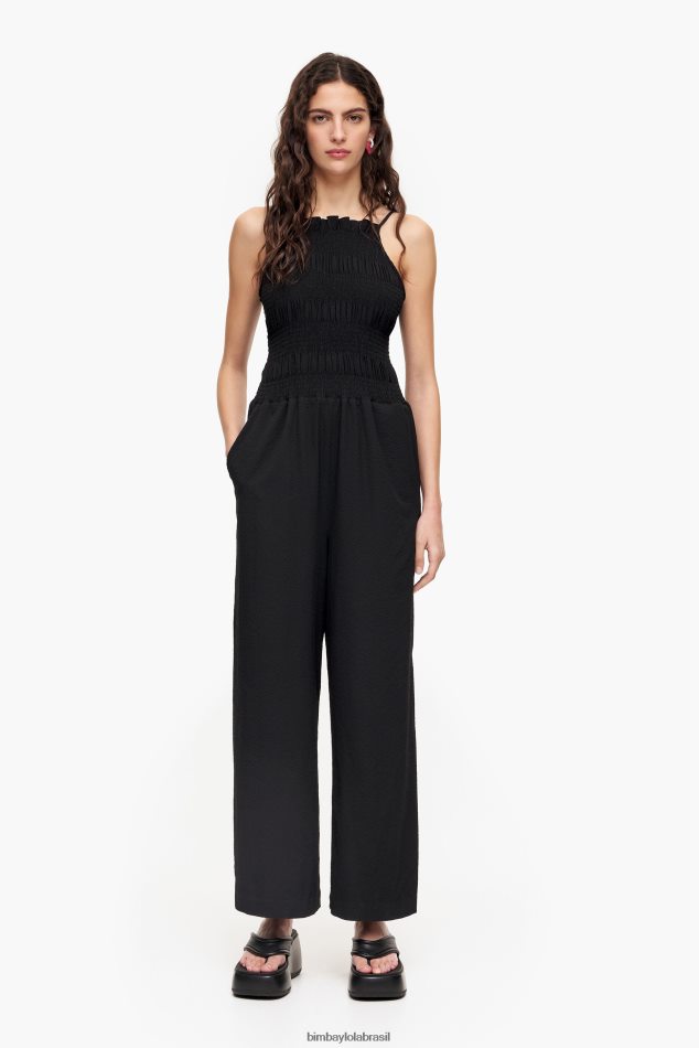 roupas Bimba Y Lola macacão maxi fluido preto P28JFH218