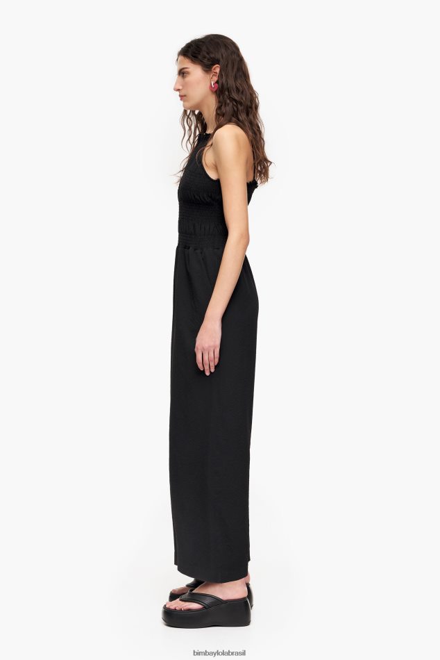 roupas Bimba Y Lola macacão maxi fluido preto P28JFH218