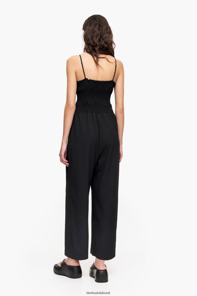 roupas Bimba Y Lola macacão maxi fluido preto P28JFH218