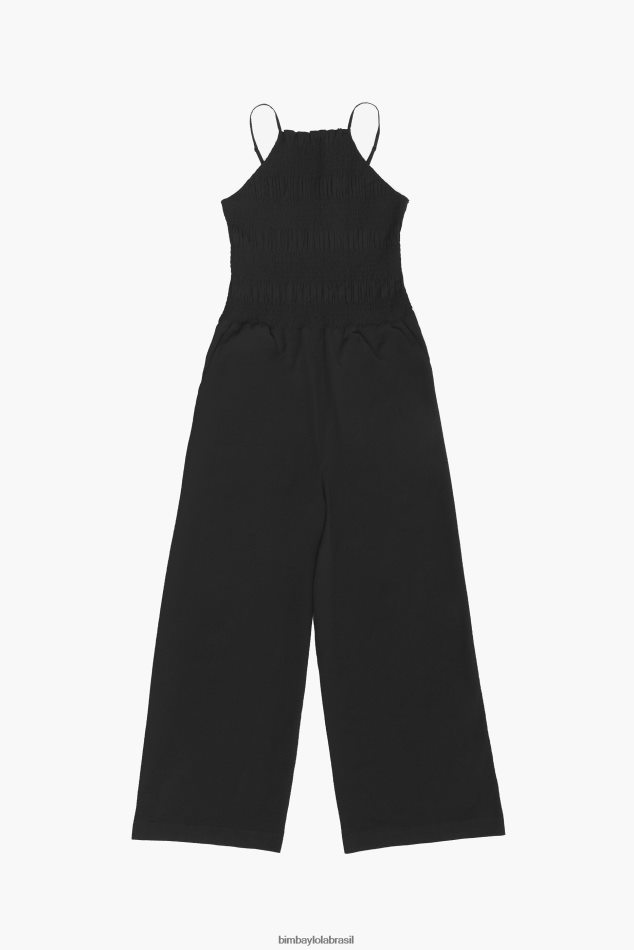 roupas Bimba Y Lola macacão maxi fluido preto P28JFH218