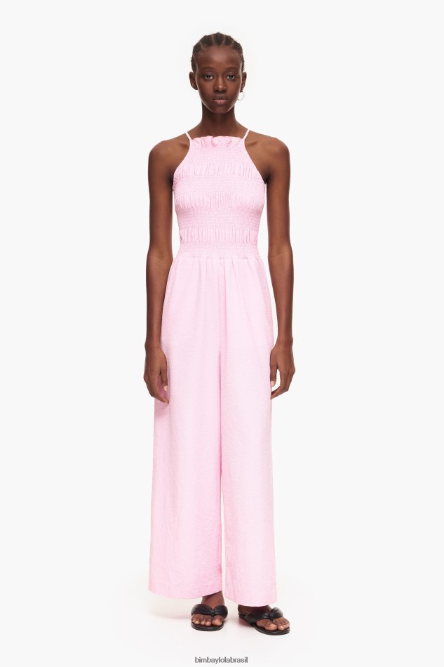 roupas Bimba Y Lola macacão maxi fluido rosa P28JFH217