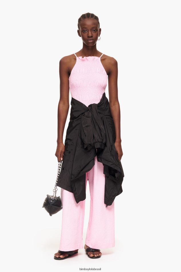 roupas Bimba Y Lola macacão maxi fluido rosa P28JFH217