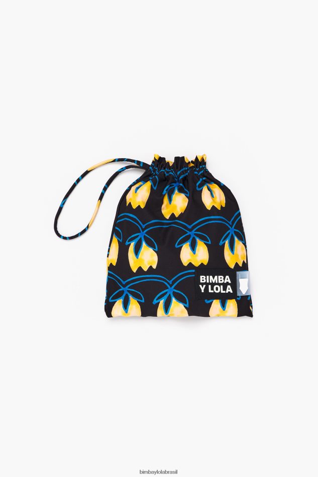 roupas Bimba Y Lola maiô estampado tulipa preta amarela P28JFH888