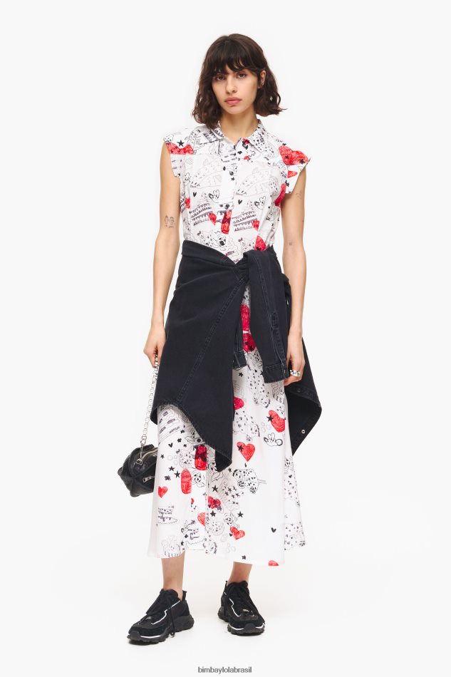 roupas Bimba Y Lola maxi vestido com estampa de coração apelido P28JFH226