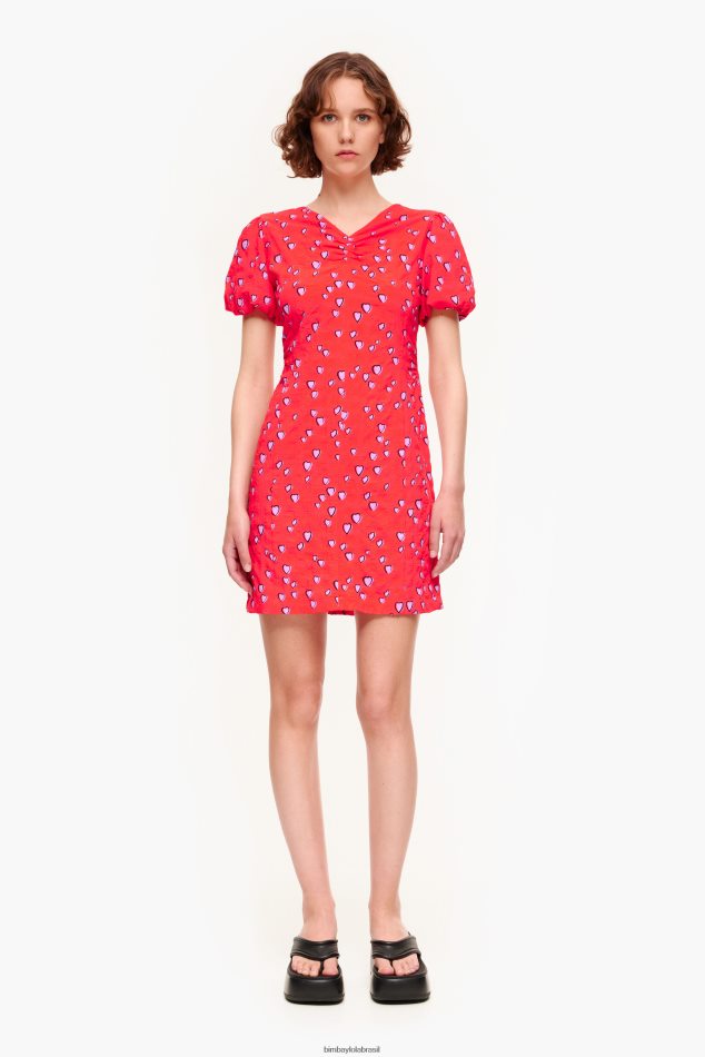 roupas Bimba Y Lola mini vestido estampado de corações vermelho P28JFH205