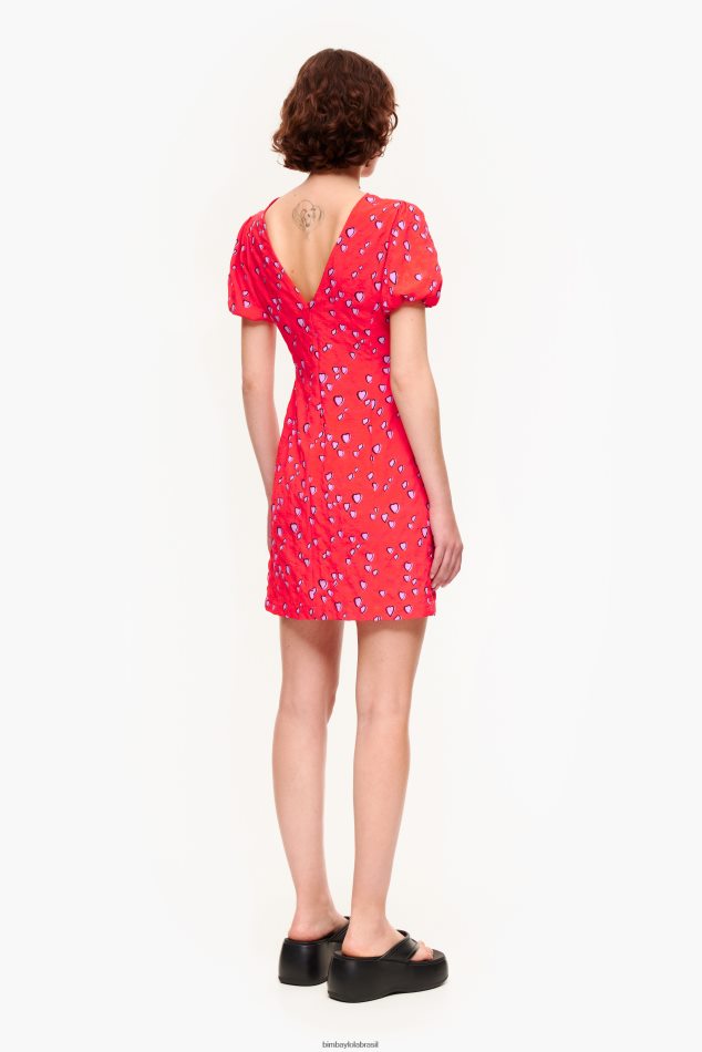 roupas Bimba Y Lola mini vestido estampado de corações vermelho P28JFH205