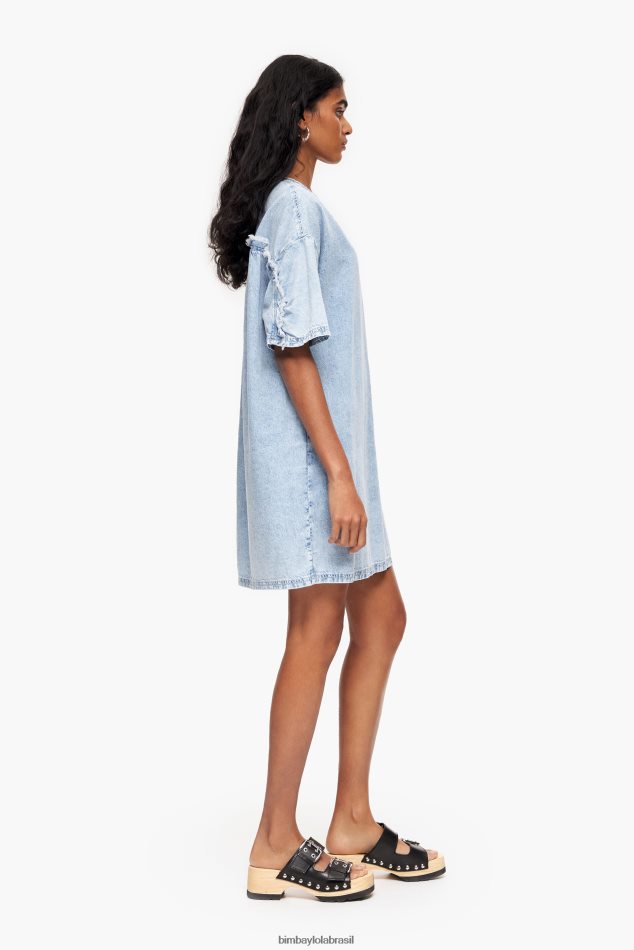 roupas Bimba Y Lola mini vestido jeans azul P28JFH225