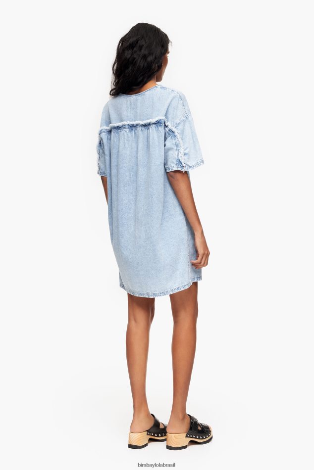 roupas Bimba Y Lola mini vestido jeans azul P28JFH225