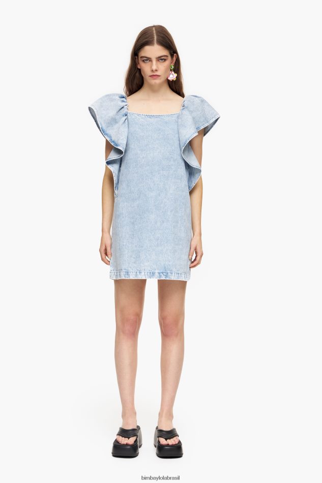 roupas Bimba Y Lola mini vestido jeans claro azul P28JFH213