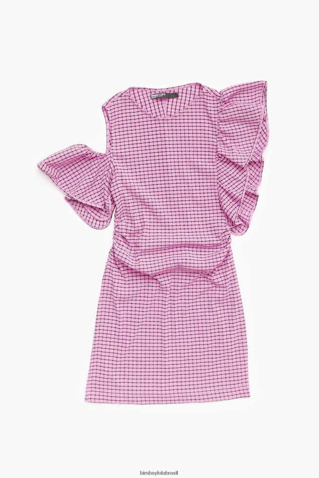 roupas Bimba Y Lola mini vestido xadrez ajustado rosa P28JFH238
