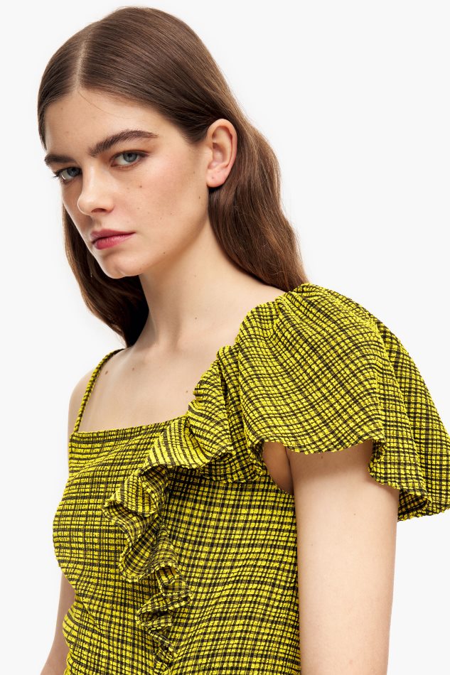 roupas Bimba Y Lola quadrados de vestido midi fluidos amarelo P28JFH240