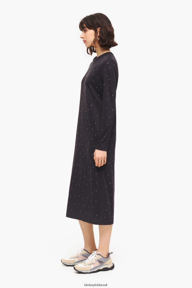 roupas Bimba Y Lola vestido antracite glitter fluindo P28JFH216