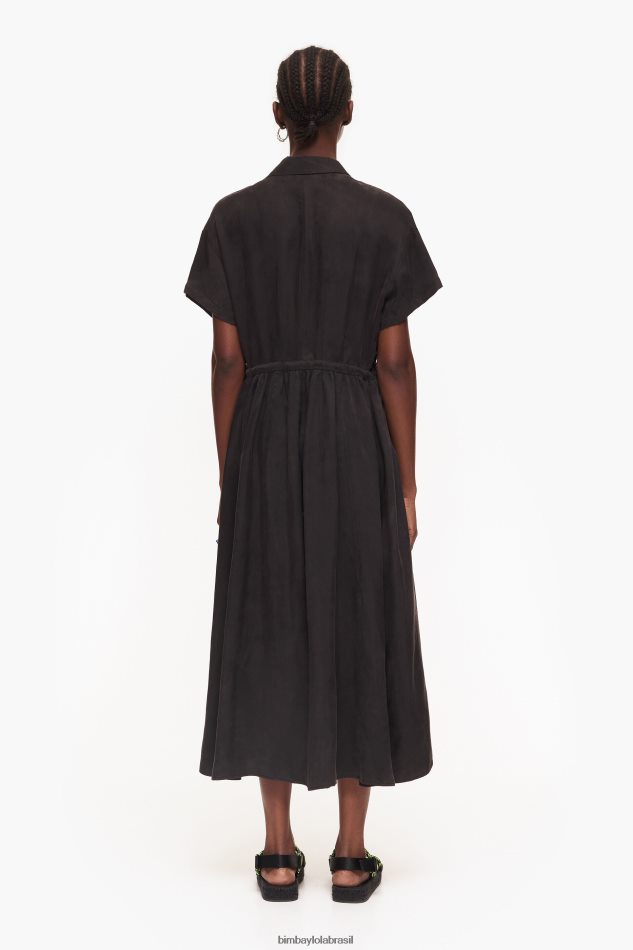 roupas Bimba Y Lola vestido de camisa midi preto P28JFH211
