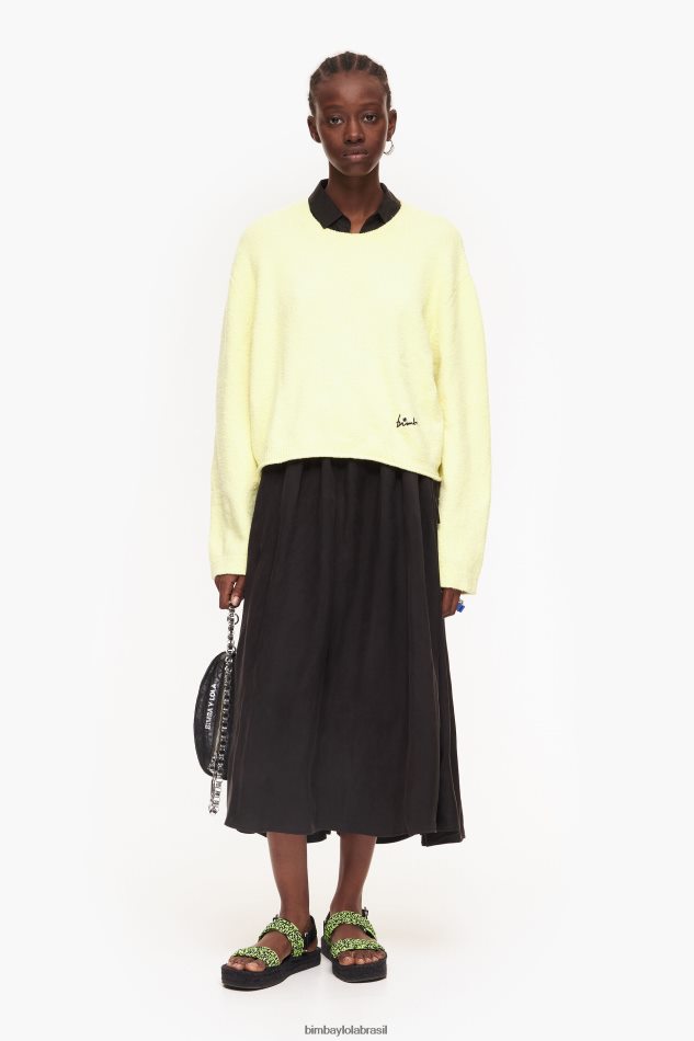 roupas Bimba Y Lola vestido de camisa midi preto P28JFH211