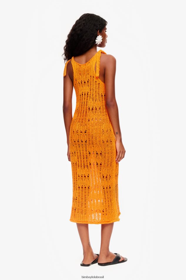 roupas Bimba Y Lola vestido de crochê laranja P28JFH174