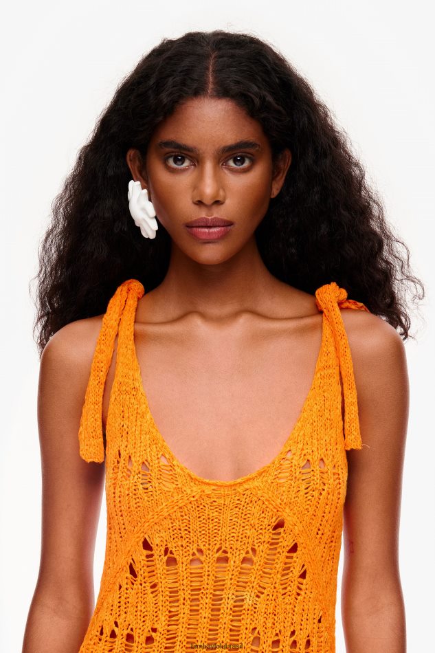 roupas Bimba Y Lola vestido de crochê laranja P28JFH174