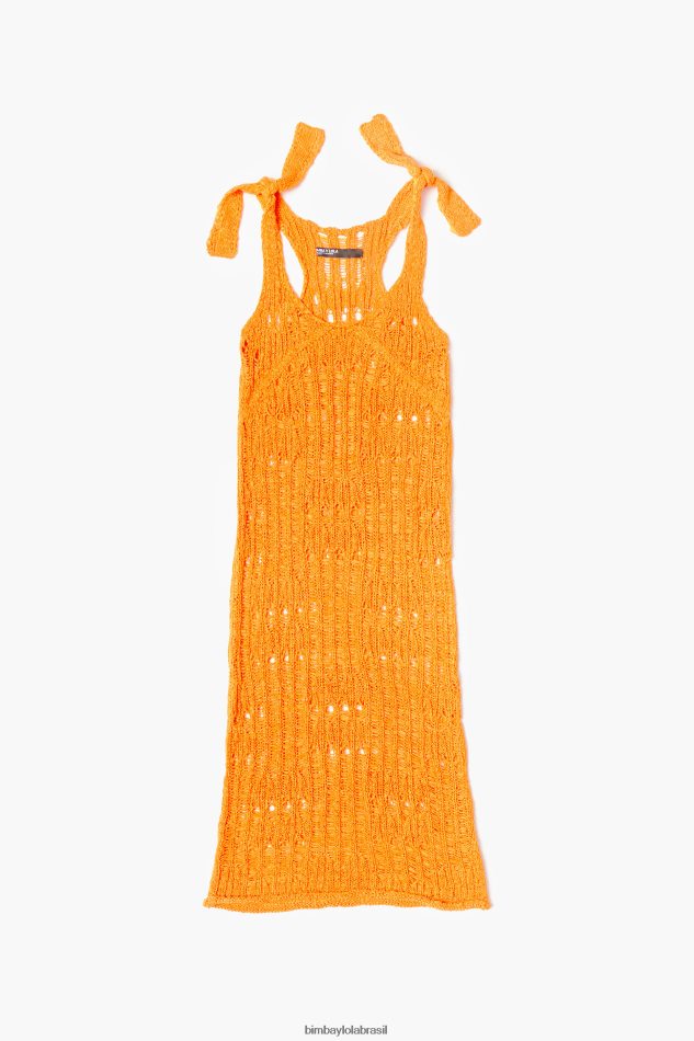 roupas Bimba Y Lola vestido de crochê laranja P28JFH174