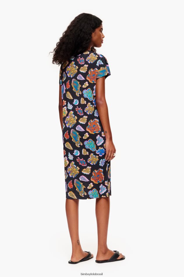 roupas Bimba Y Lola vestido de mar de peixe curto preto P28JFH173