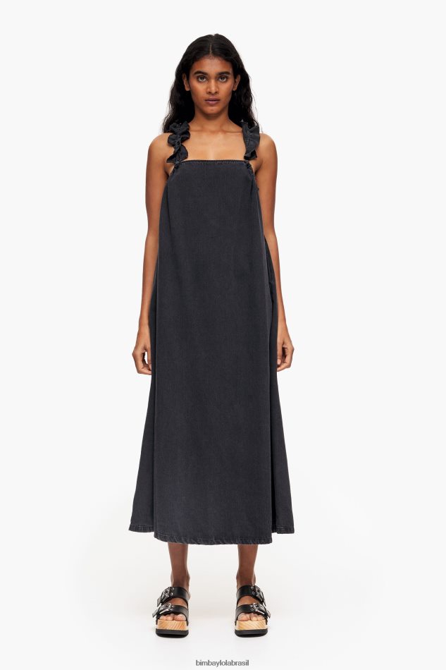 roupas Bimba Y Lola vestido jeans linha A preto P28JFH228