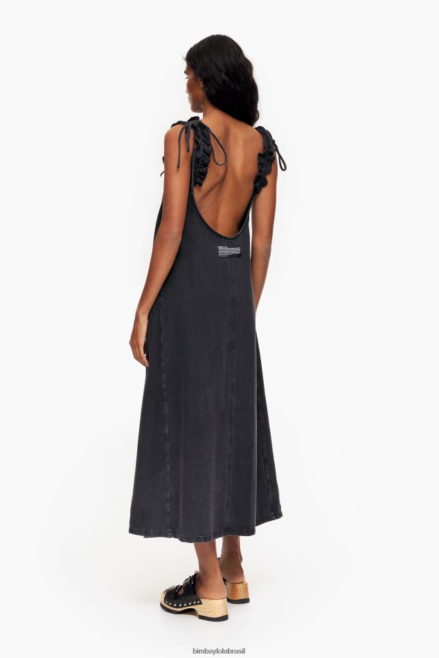 roupas Bimba Y Lola vestido jeans linha A preto P28JFH542