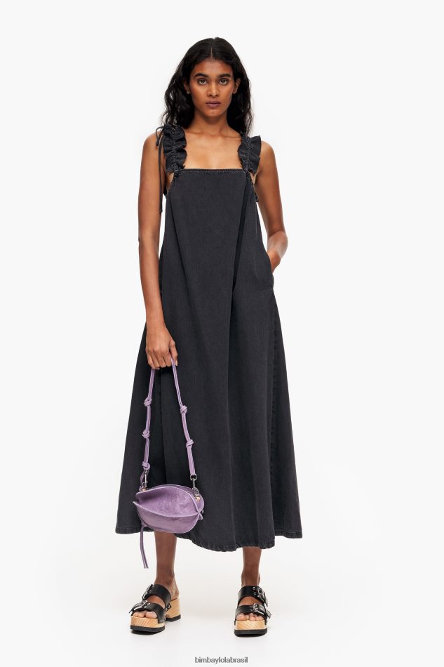 roupas Bimba Y Lola vestido jeans linha A preto P28JFH542