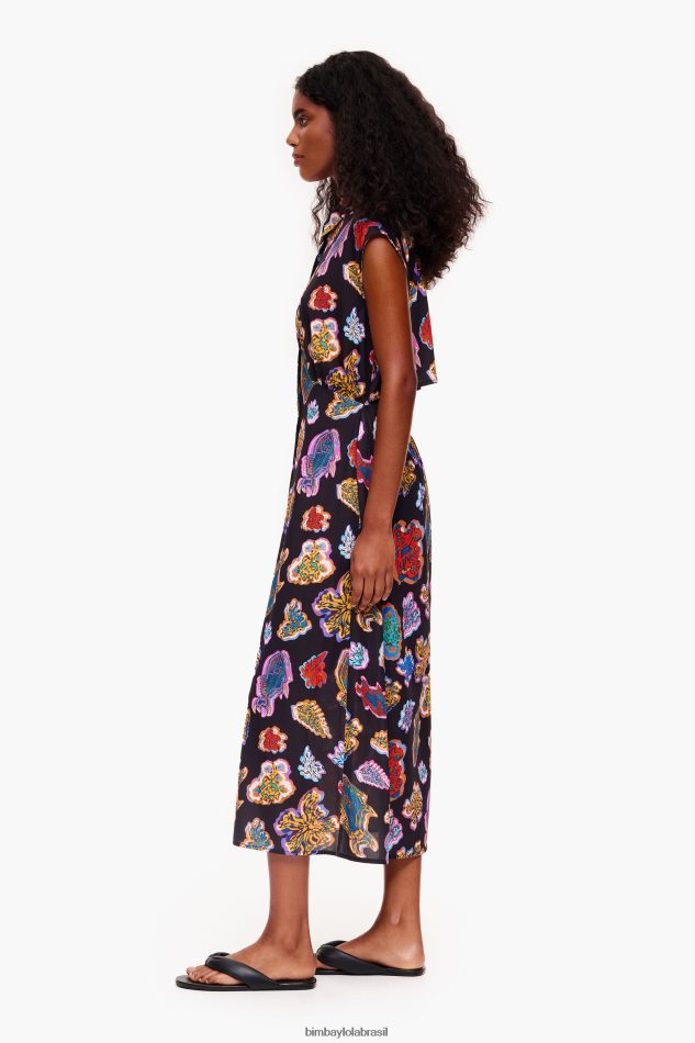 roupas Bimba Y Lola vestido longo de peixe preto P28JFH176