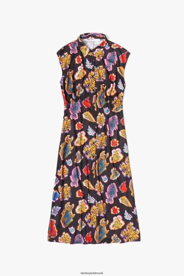 roupas Bimba Y Lola vestido longo de peixe preto P28JFH176