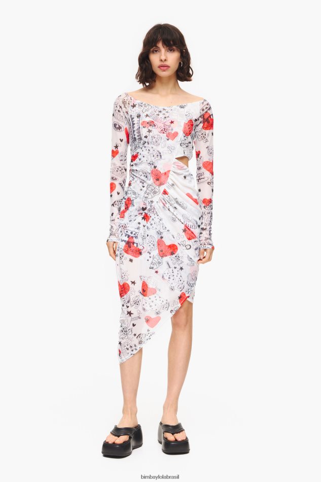 roupas Bimba Y Lola vestido midi com estampa de coração apelido P28JFH224