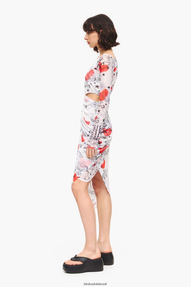 roupas Bimba Y Lola vestido midi com estampa de coração apelido P28JFH224