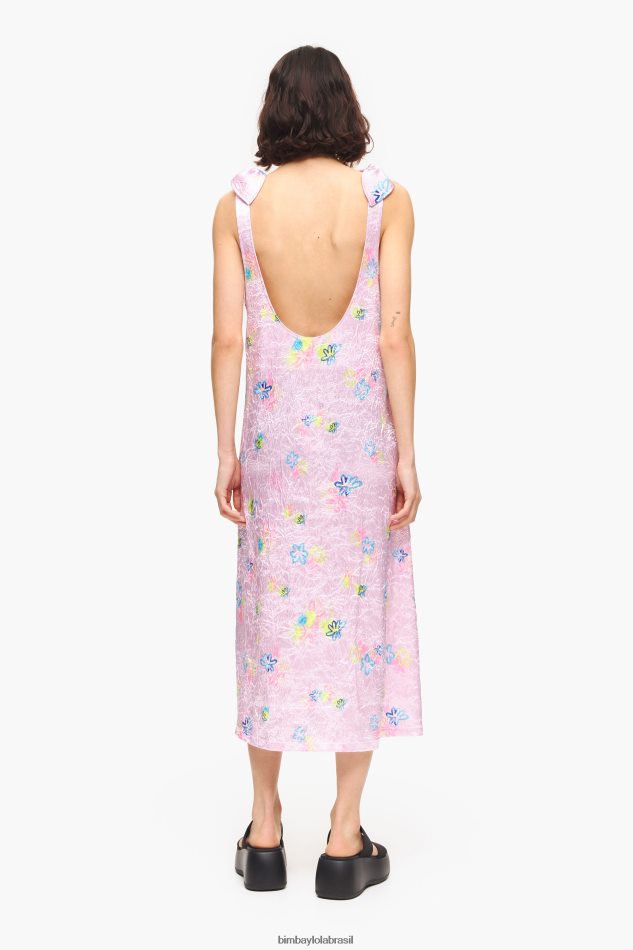 roupas Bimba Y Lola vestido midi com estampa de flores em spray rosa P28JFH214