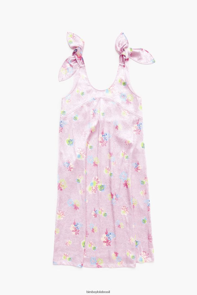 roupas Bimba Y Lola vestido midi com estampa de flores em spray rosa P28JFH214