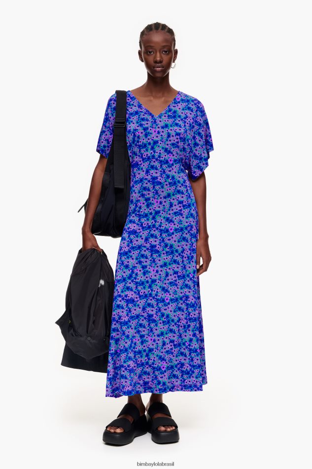 roupas Bimba Y Lola vestido midi estampado flores P28JFH209