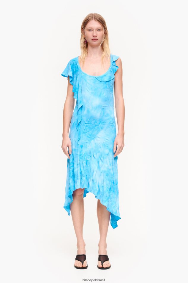 roupas Bimba Y Lola vestido midi fluido azul P28JFH191