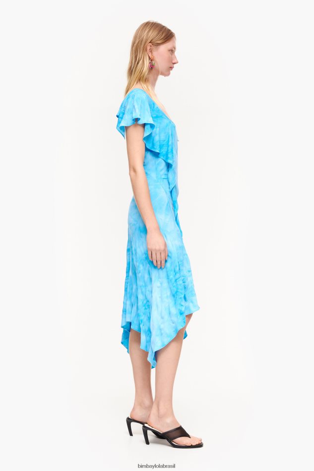 roupas Bimba Y Lola vestido midi fluido azul P28JFH191