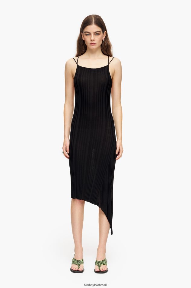 roupas Bimba Y Lola vestido midi justo preto P28JFH237