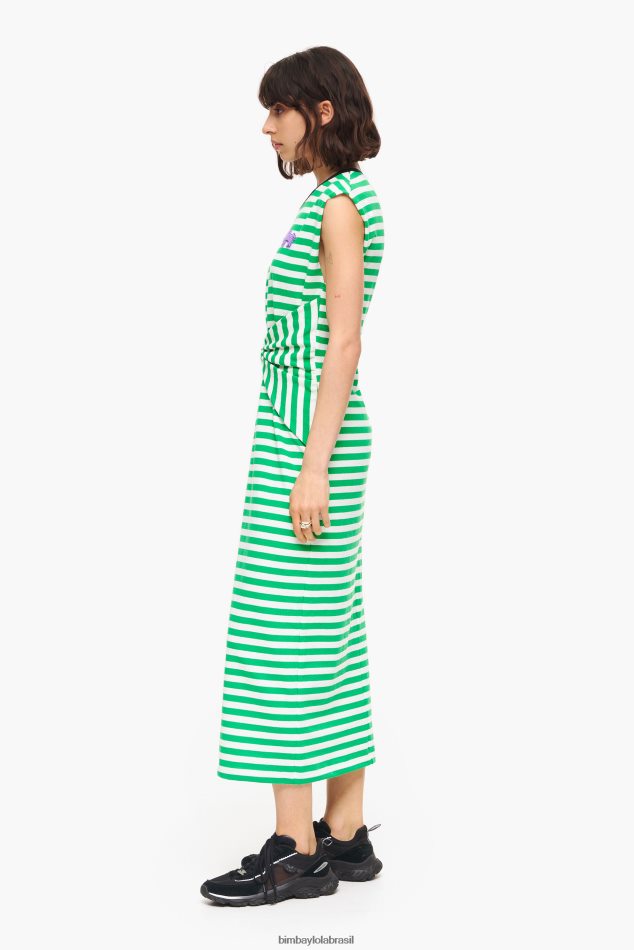 roupas Bimba Y Lola vestido midi listrado verde P28JFH230