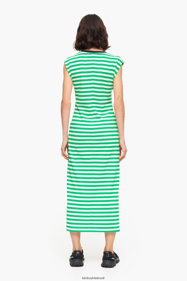 roupas Bimba Y Lola vestido midi listrado verde P28JFH230
