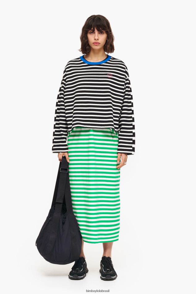 roupas Bimba Y Lola vestido midi listrado verde P28JFH230