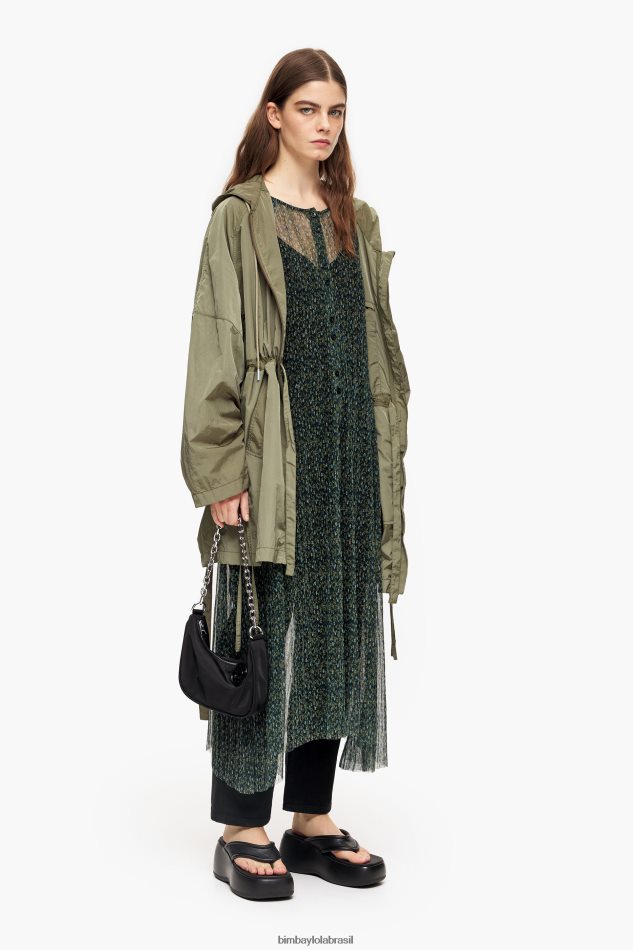 roupas Bimba Y Lola vestido midi romântico com estampa de flores verde P28JFH236