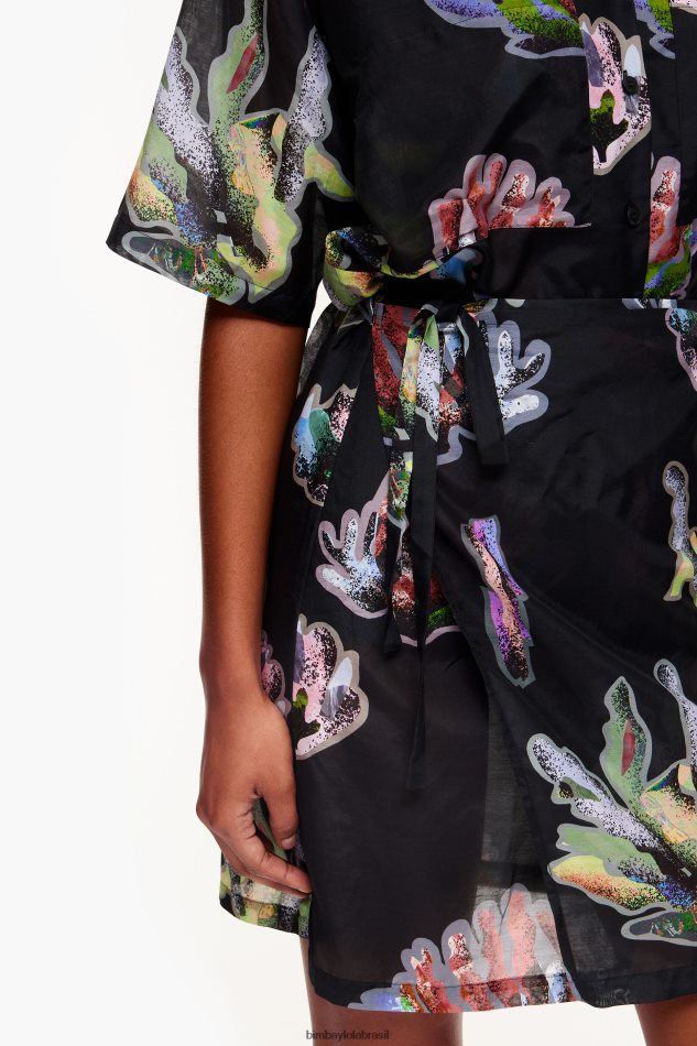 roupas Bimba Y Lola vestido sarongue estampado coral cinza P28JFH185