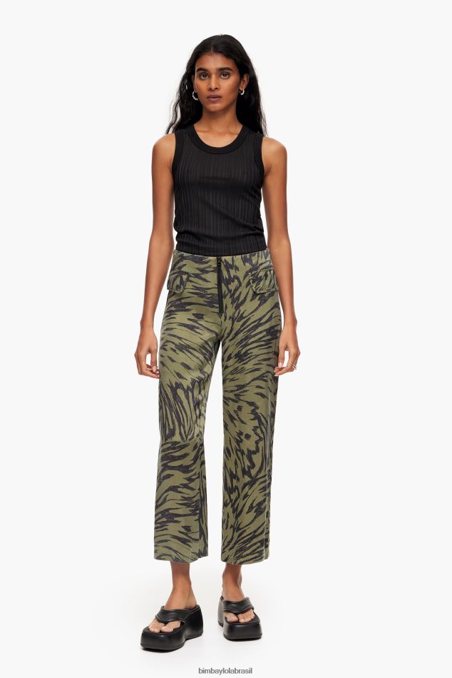 roupas Bimba Y Lola calça bicolor cáqui asa de borboleta fluindo P28JFH402
