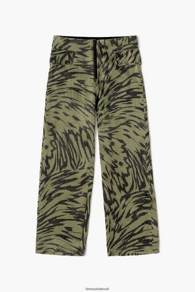 roupas Bimba Y Lola calça bicolor cáqui asa de borboleta fluindo P28JFH402