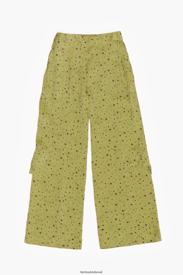 roupas Bimba Y Lola calça cupro estampada com flores cáqui P28JFH437
