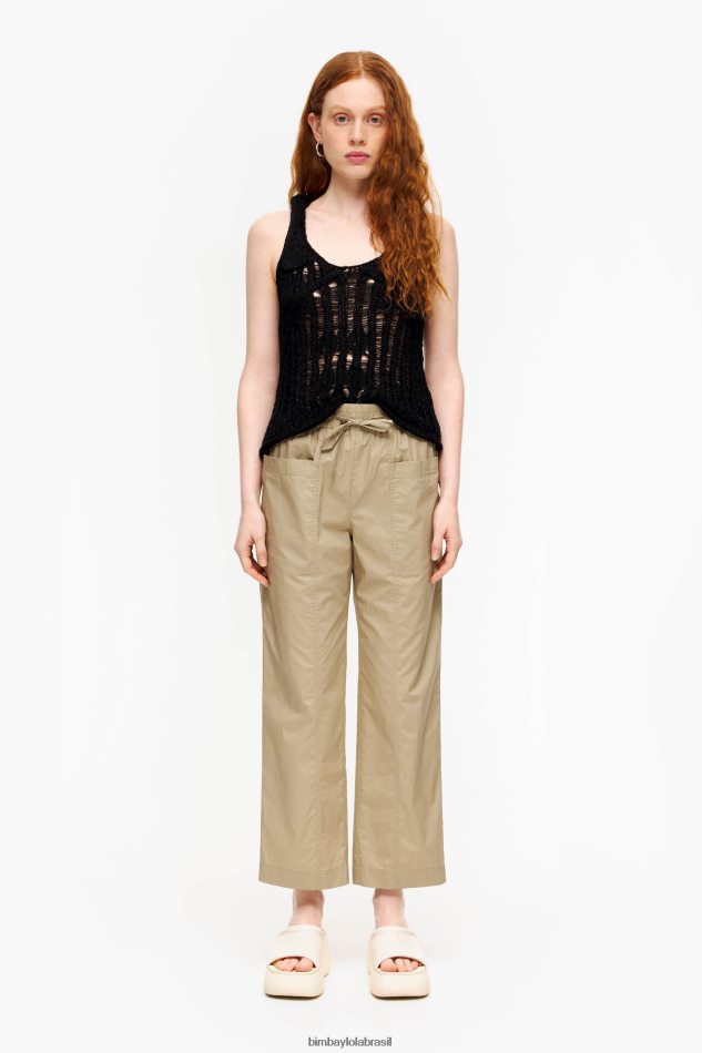 roupas Bimba Y Lola calça jogger popeline cáqui P28JFH410