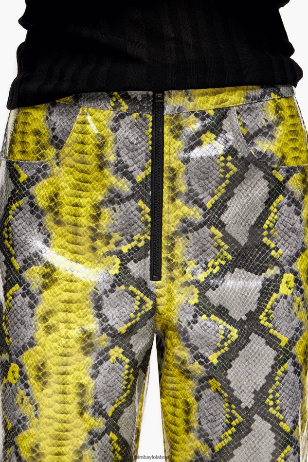 roupas Bimba Y Lola calça reta com estampa de python amarelo P28JFH434