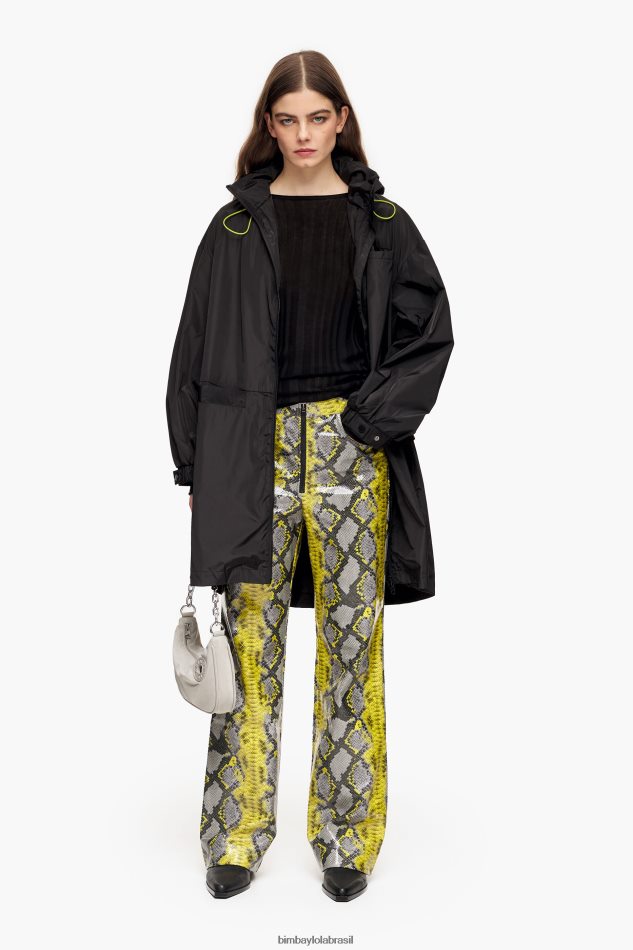 roupas Bimba Y Lola calça reta com estampa de python amarelo P28JFH434
