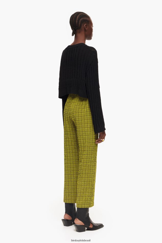 roupas Bimba Y Lola calças de guingão amarelo P28JFH435