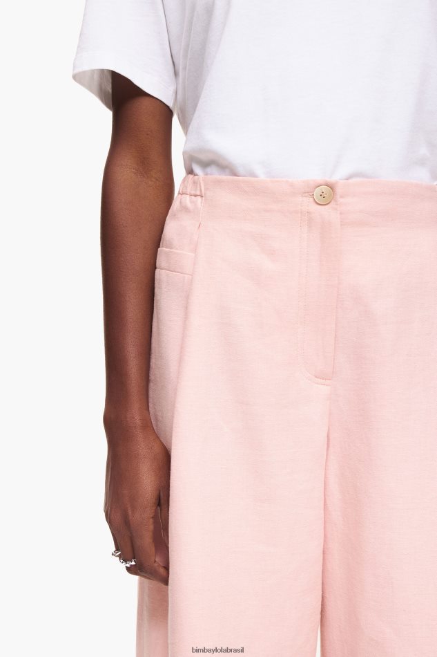 roupas Bimba Y Lola calças de linho claro rosa P28JFH395