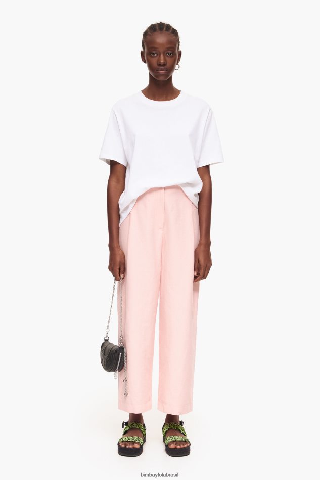 roupas Bimba Y Lola calças de linho claro rosa P28JFH405