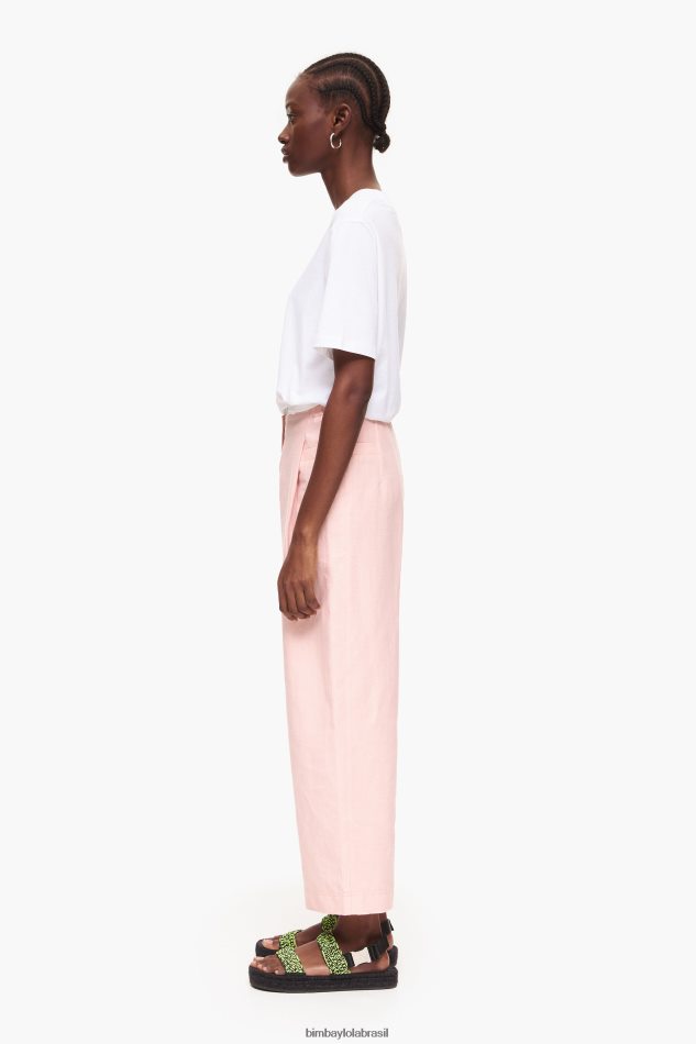 roupas Bimba Y Lola calças de linho claro rosa P28JFH405